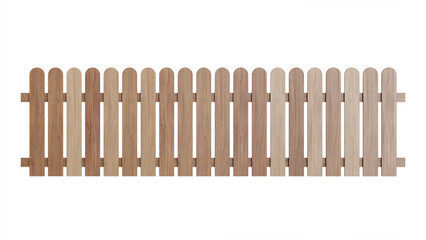 Wooden fence on a white background. 3D rendering.