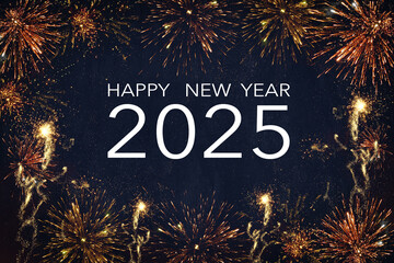 Silvester 2025 Happy New year, New Year's Eve Party celebration holiday background- Frame made of...