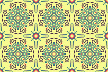 Ethnic tribal seamless pattern motif boho style for native clothing, embroidery design, traditional fabric, Aztec textile, wrapping, batik, curtain, carpet, background, wallpaper art, illustration