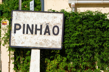 old signposts of the city of Pinhao