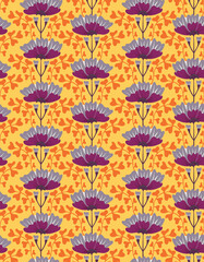 Vector blossom flower pattern with petals and leaves for print, wallpapers, texture, textile.