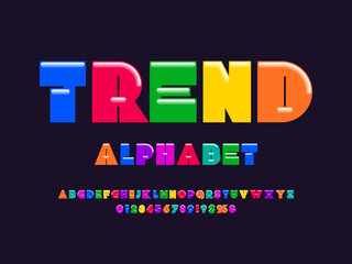 Vector of modern bold alphabet design with uppercase, numbers and symbols