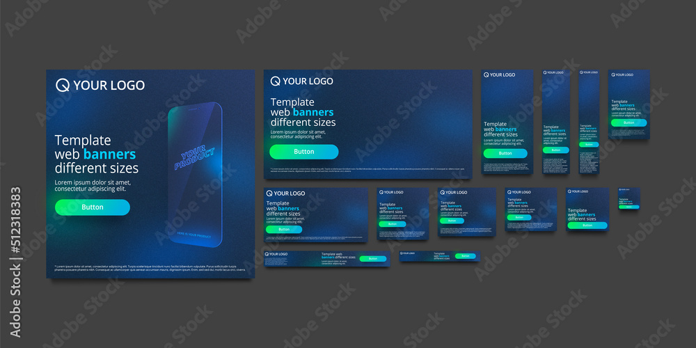 Wall mural web banners template in different sizes.