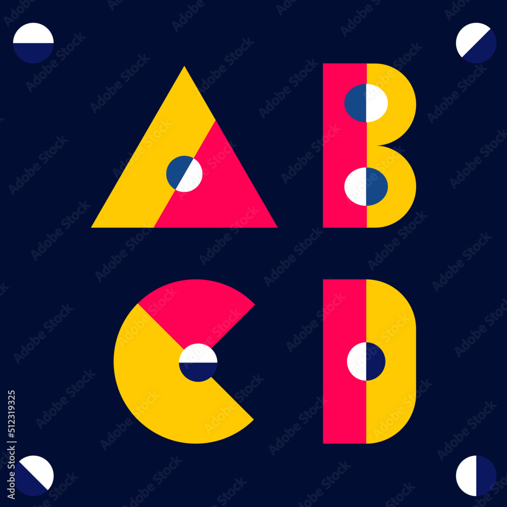 Wall mural modern geometric font set vector illustration abcd