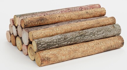 Realistic 3D Render of Tree Logs