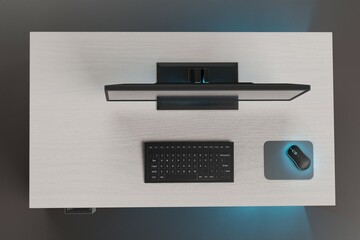 Realistic 3D Render of Workstation with PC