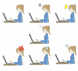 ノートパソコンを使用する女性