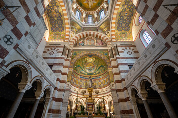 Fototapeta na wymiar France. Bouche-du-Rhone (13) Marseille. Basilica Our Lady of the Guard. The nave