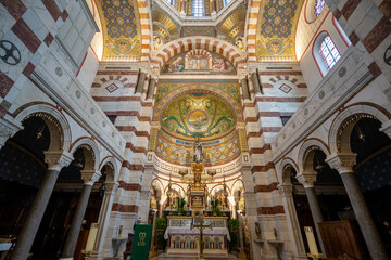 Fototapeta na wymiar France. Bouche-du-Rhone (13) Marseille. Basilica Our Lady of the Guard. The nave