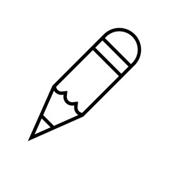 Short wooden pencil. Outline and line style. Simple minimal vector illustration on white background.