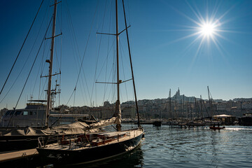 Fototapeta na wymiar France. Bouche-du-Rhone (13) Marseille. Sailboats in the old port of Marseille