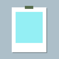 Blue empty Polaroid photo frame vector mockup illustration 