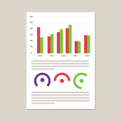 Monthly annual growth report card concept illustration, vector inforgraphics business design 