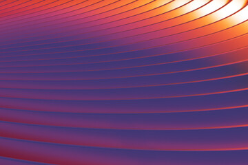3D rendering of abstract wallpaper. Satisfying design colorful wavy background in bright warm orange and blue colors