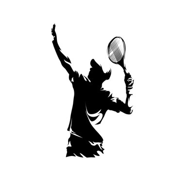 recommend clip art: Tennis player logo, abstract isolated vector silhouette