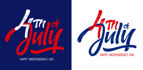 Text 4th of July. Independence Day vector lettering typography for postcard, card, banner. Celebration calligraphy. US military armed forces typography concept . National poster design