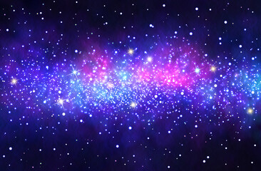 夏の天の川、宇宙、きらめく銀河と星雲