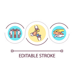 Social group loop concept icon. Social inclusion. Teamwork. People cooperation and cooperation abstract idea thin line illustration. Isolated outline drawing. Editable stroke. Arial font used