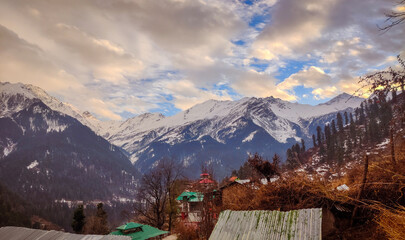 mountain house Tosh village in beautiful Parvati valley in Himachal Pradesh state, Northern India
