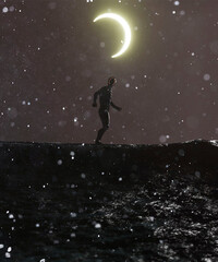 Obraz na płótnie Canvas 3D illustration of a man in unknow planet