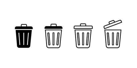 Bin icon vector. Garbage symbol, flat bin sign from industry collection color editable.