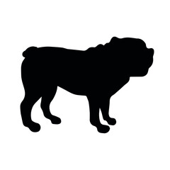 Vector hand drawn American bulldog dog silhouette isolated on white background