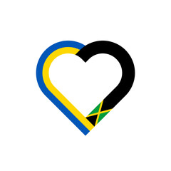 unity concept. heart ribbon icon of ukraine and jamaica flags. vector illustration isolated on white background