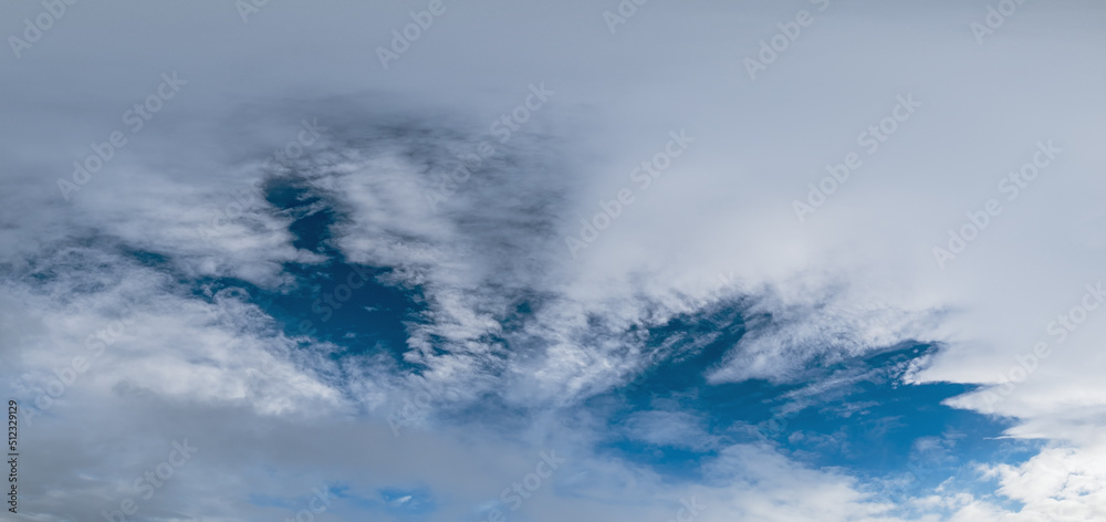 Wall mural white clouds in blue summer sky panoramic background