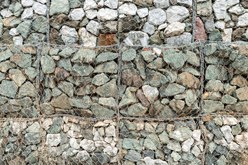 Stone protection net. gabion box. stone storage box.stone packing wire mesh. road for cycling.