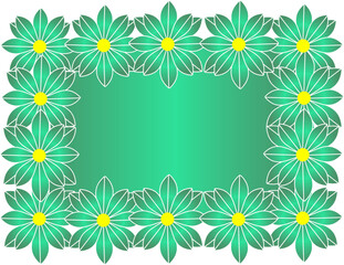 Beautiful decorative frame made of blooming green flowers with empty space in the middle for text or message