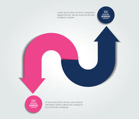 2 step arrow diagram, scheme, infographic.