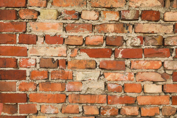 Texture of old red brick wall as background