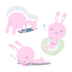 Rabbit pink Happy, Sleep and Depress