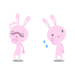 Obraz na płótnie Canvas Rabbit pink Scared and Lie