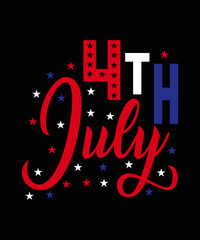 
4th July typography t-shirt design, ready to print for apparel, poster, and illustration. Modern, simple, lettering t-shirt vector