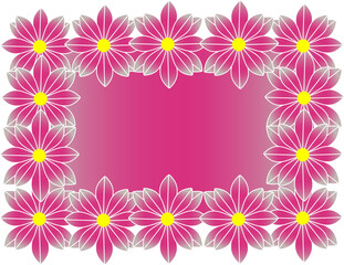 Beautiful decorative frame made of blooming purple flowers with empty space in the middle for text or message	