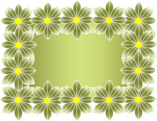 Beautiful decorative frame made of blooming green flowers with empty space in the middle for text or message