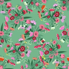 Foto op Canvas Seamless pattern. Vector flowers and leaves. Botanical illustration © lolya1988
