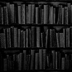 pattern and creative design in metallic gold bronze orange and shades of brown inspired shelves of antique books in halftone style in monochrome