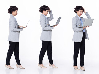 Fototapeta premium Full length 30s 40s Asian Woman teacher manager business, working hard thinking