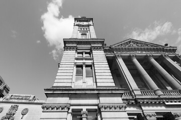 Birmingham, UK. Black and white photo vintage style.