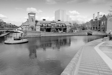 Birmingham UK. Black and white photo vintage style.