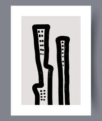 Minimalistic hand drawn wall art banners. Minimal Scandinavian designs for interior. Printable abstract wall posters. Vector illustration. 