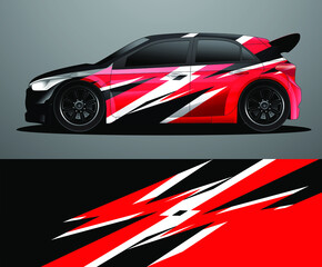 Fototapeta premium Rally car decal graphic wrap vector, abstract background
