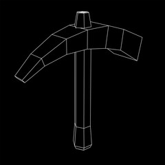 Obraz premium Pickaxe for extraction. Miners hand tool. Wireframe vector illustration