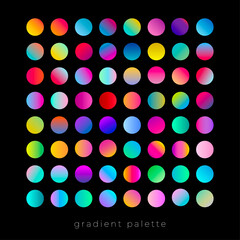 Gradient palette. Spectrum buttons. Blue, green, pink, purple, red, orange, yellow, turquoise and other colors. Fluid gradients, color spheres.