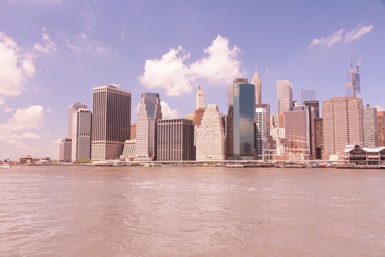 New York skyline. New York City vintage filter image.