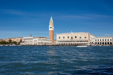 Fototapeta na wymiar San Marco square in Venice seen from the lagoon, Italy