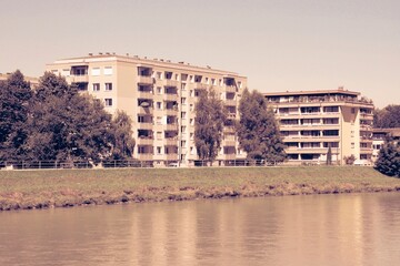 Salzburg, Austria. Vintage filtered style color retro photo tone.
