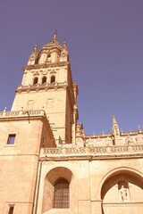 Fototapeta na wymiar Salamanca Cathedral in Spain. Vintage filtered style color retro photo tone.